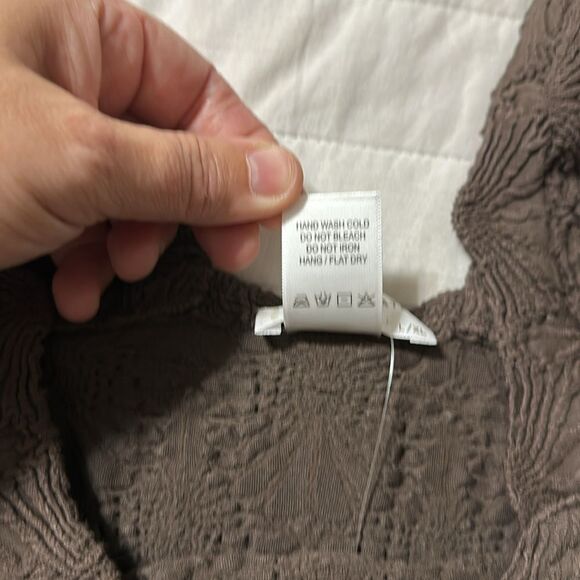 ALTAR’D STATE Blaire Chocolate Brown Seamless Floral Square Neck Wide Strap Cami - Picture 15 of 15